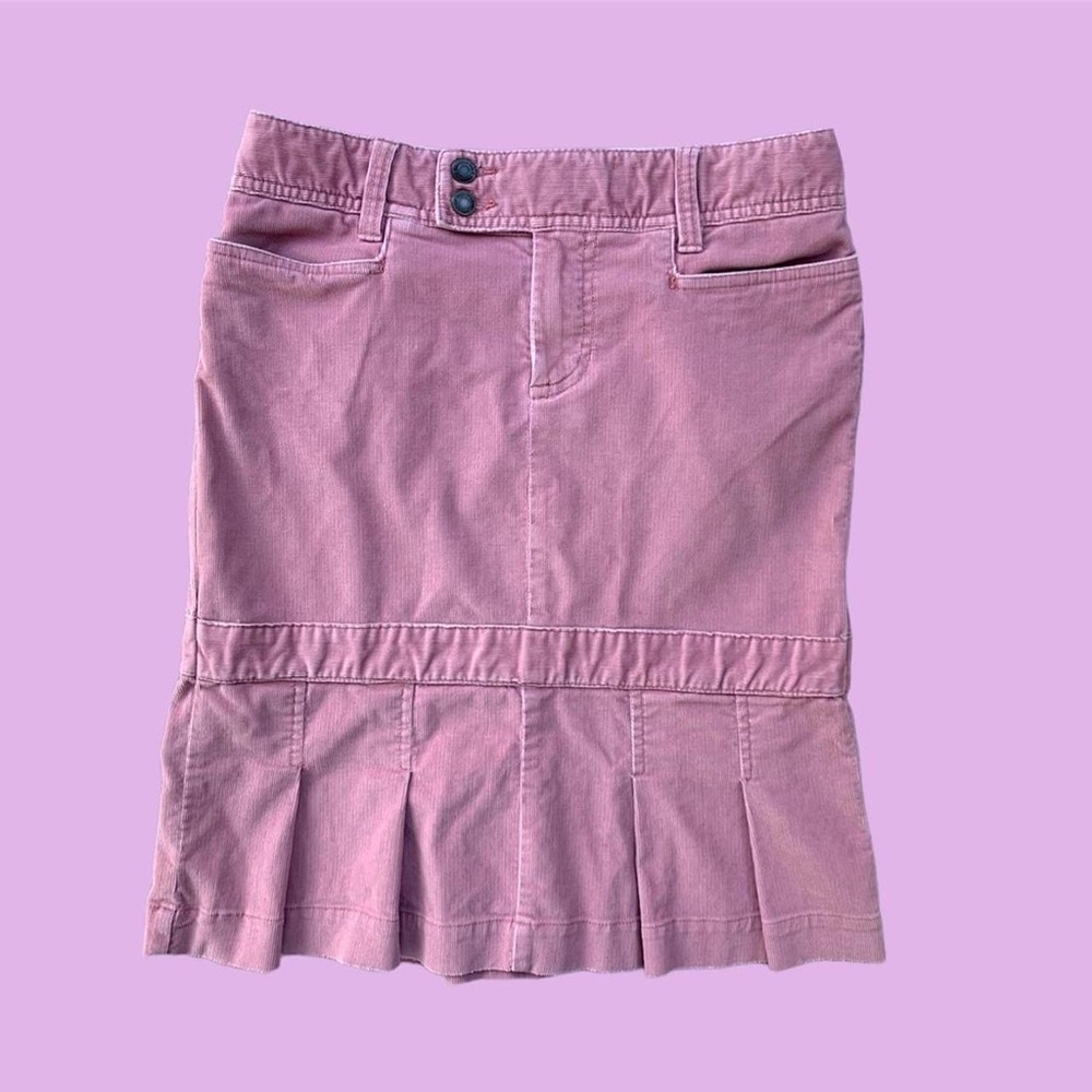 Y2K PINK PLEATED CORDUROY SKIRT